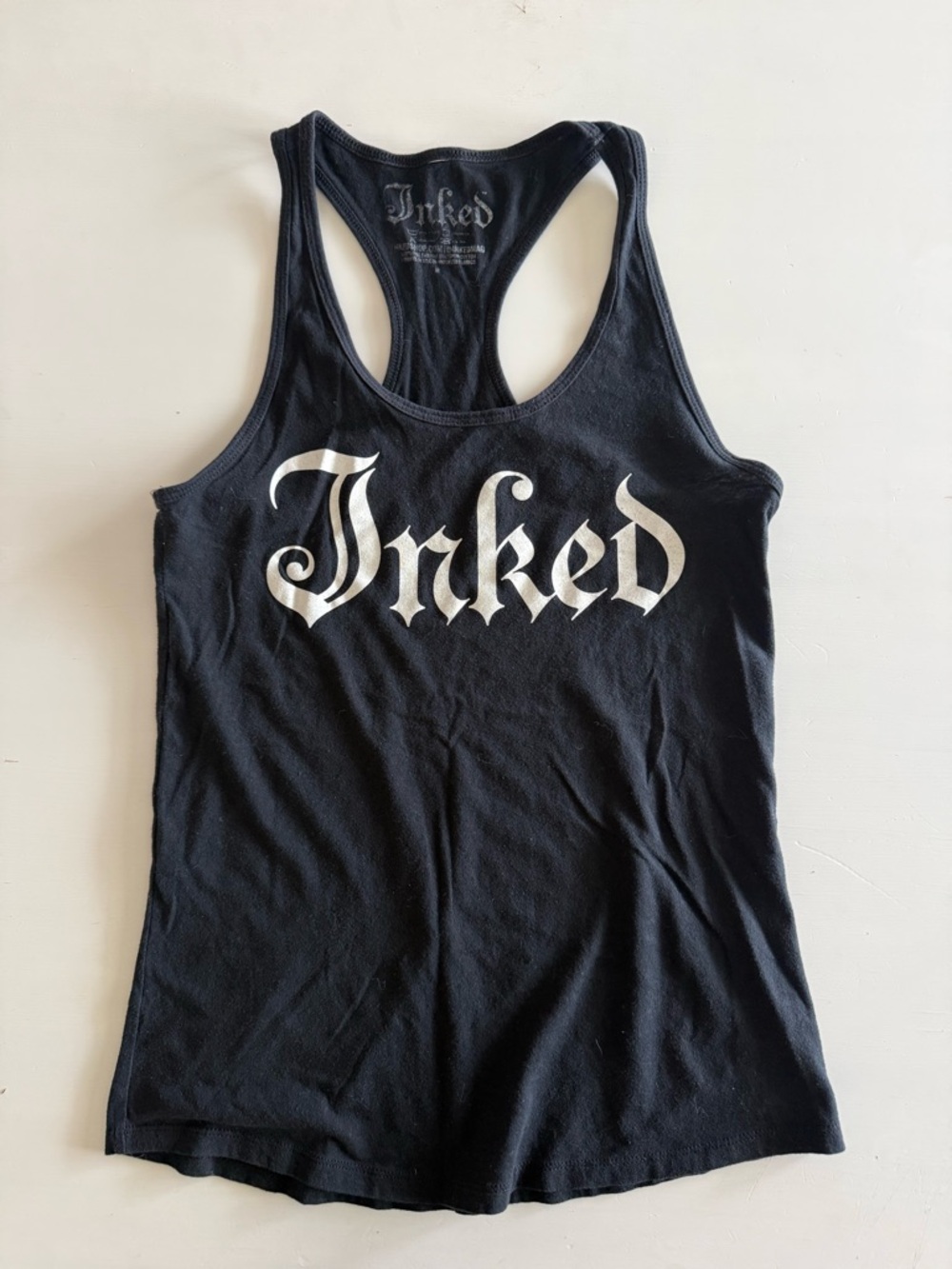 INKED black racerback tank top Tatted Tattoo Women Size Medium